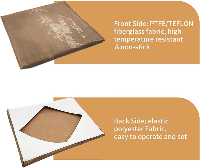 VCHOMY Set of 2 Heat Press Platen Wrap Cover, Non-Stick High Temperature Resistant Teflon Protector for Protecting Sublimation Heat Pressing Machine Plate from Residue, Inks, Adhesives (2 Pack 16x20inch) - Image 3